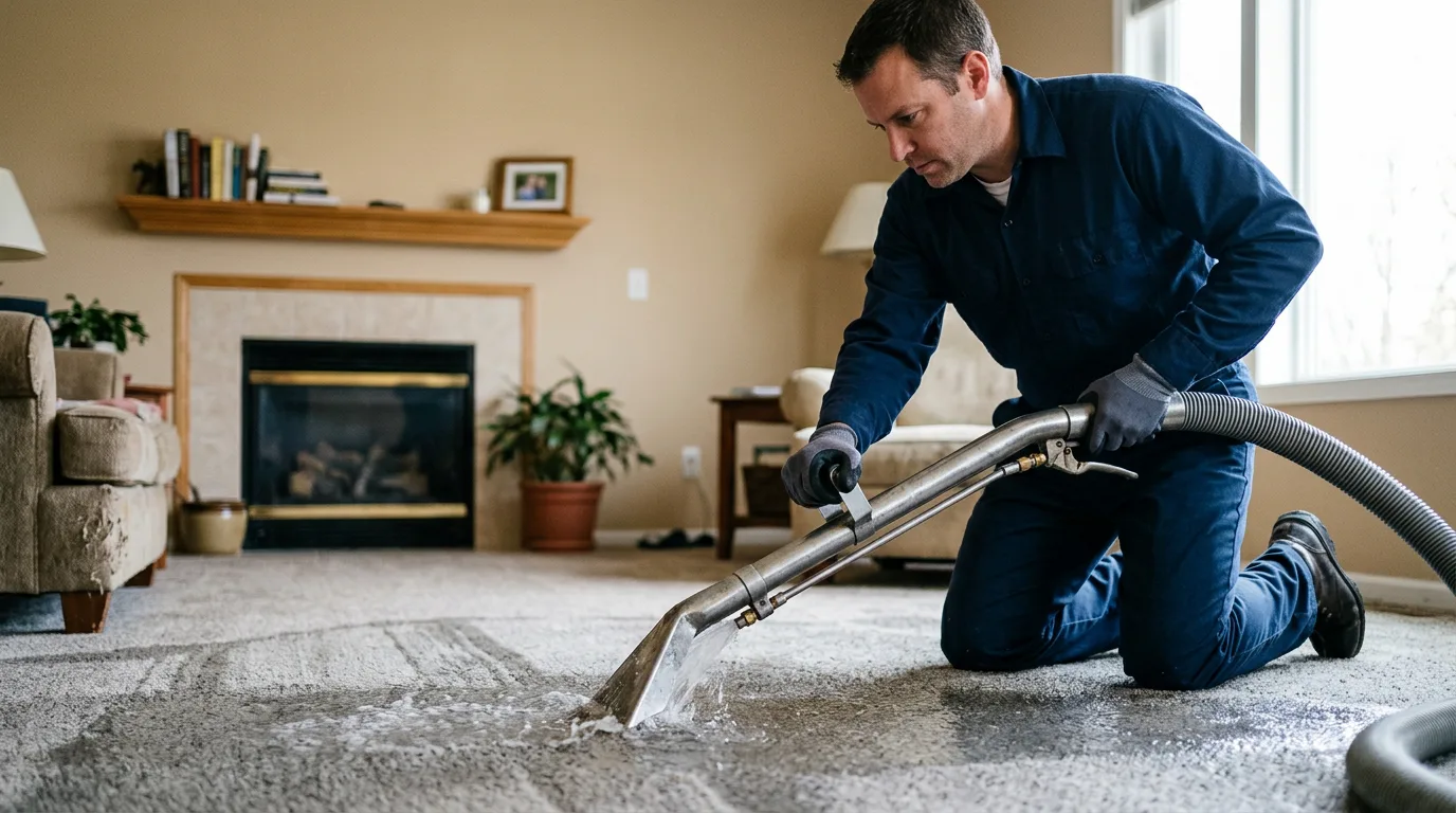 Water damage restoration technician working near Van Horne, IA
